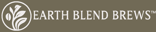 Earth Blend Brews logo featuring a stylized coffee plant icon.